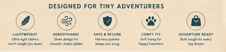 Five icons: lightweight, aerodynamic, safe and secure, comfy fit, adventure ready